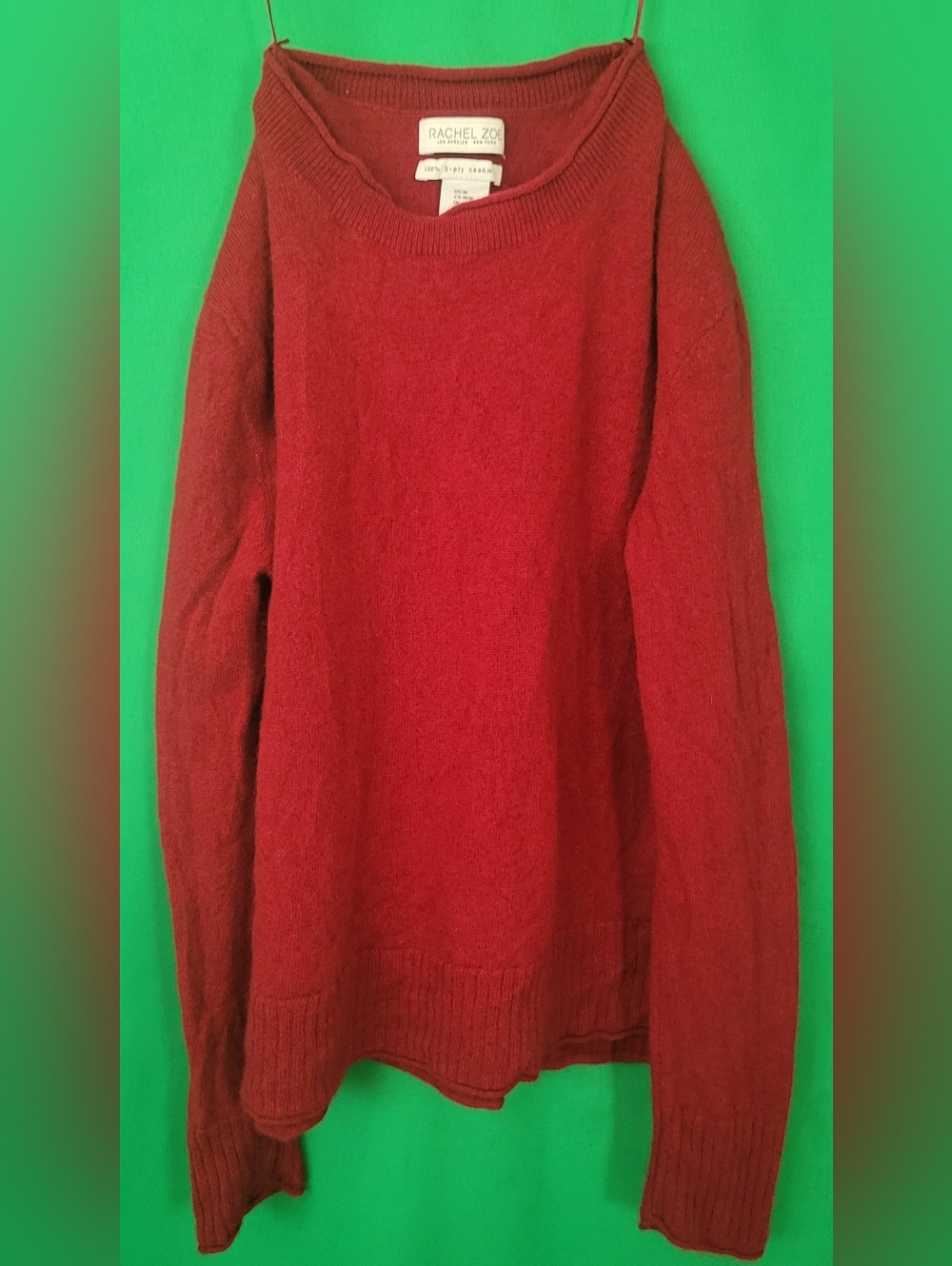 Rachel Zoe Red Crewneck Sweater - Women's Cozy Knit 2-ply Cashmere Size Medium M